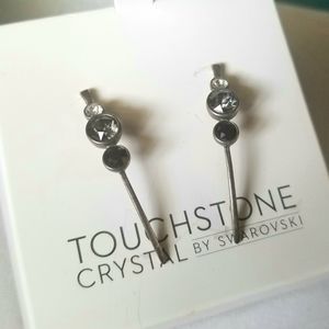 Touchstone crystal Black Cluster earrings